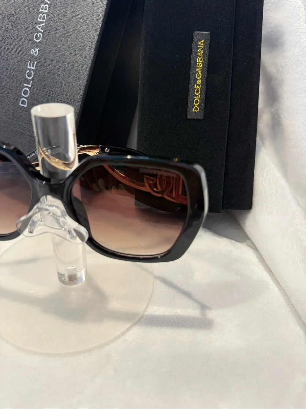 Dolce & Gabbana Black Frame Sunglasses with Brown Gradient Lenses